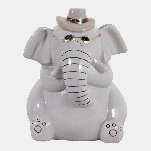 23408#6x5" Cool Elephant With Glasses, Gray