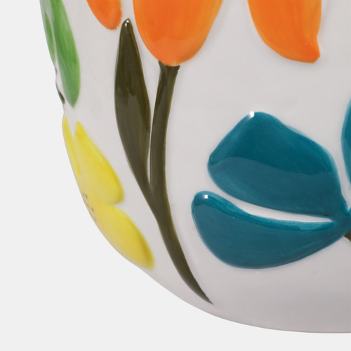 23414#S/2 6/8" Floral Embossed Planters, Multi