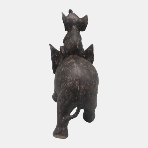 23417#8x7" Baby And Parent Elephant,brown 