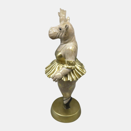 23418#16x7" Ballerina Hippo, Gold