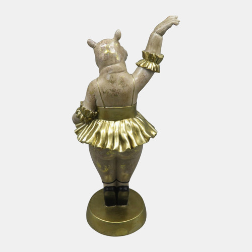 23418#16x7" Ballerina Hippo, Gold