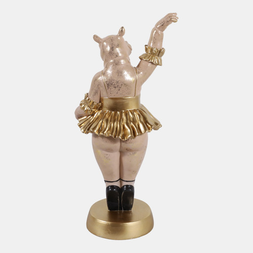 23418#16x7" Ballerina Hippo, Gold