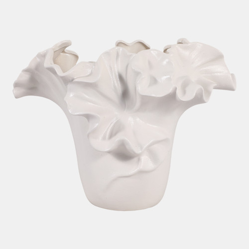 23422-02#11x8" Flutter Vase, White