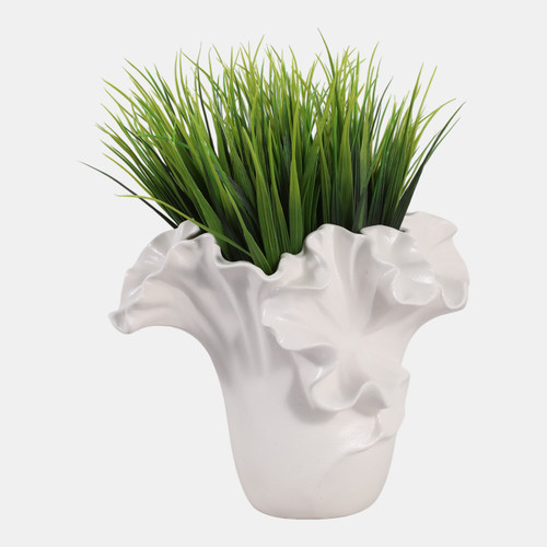 23422-02#11x8" Flutter Vase, White