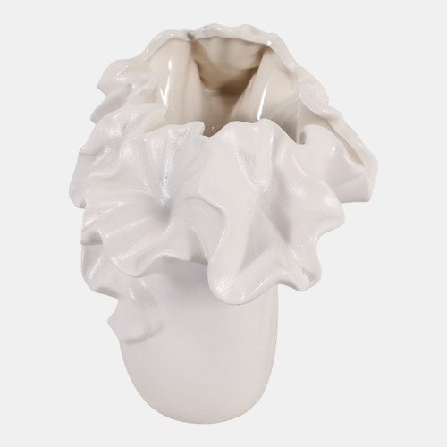 23422-02#11x8" Flutter Vase, White