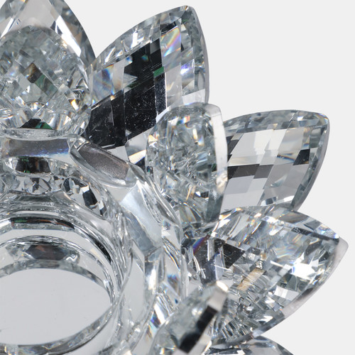 13211-21#S/2 Silver Crystal Votive Candle Holders, 6''