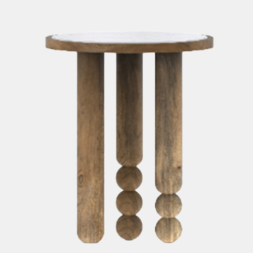 23551#22x18" 3-leg Accent Table, White/natural, Kd