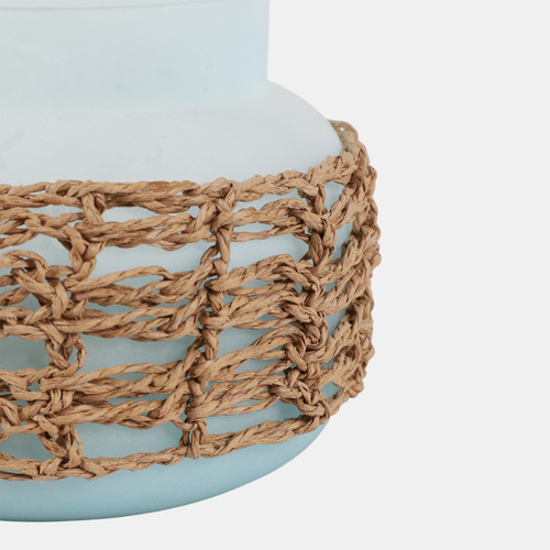 80596-01#5" 14 Oz Sage & Citrus Woven Candle W/ Lid, Green