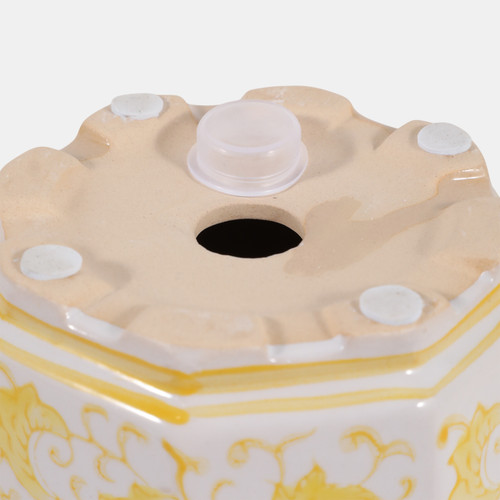 19141-04#Cer, S/2 6/8" Chinoiserie Pot Planters, Yellow