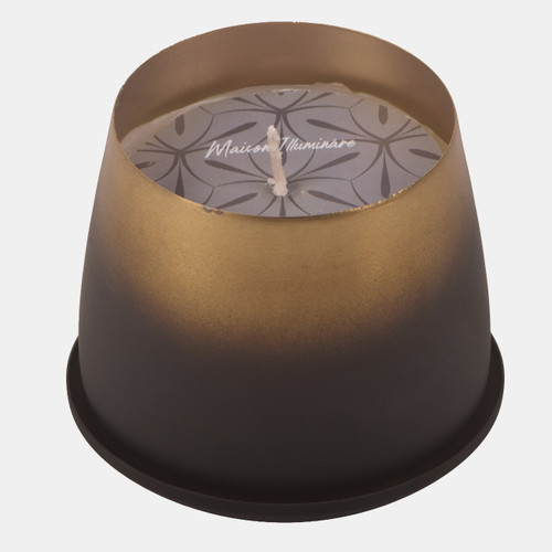 80599-01#5" 14 Oz Vanilla Metal Ombre Saucer Candle, Black/