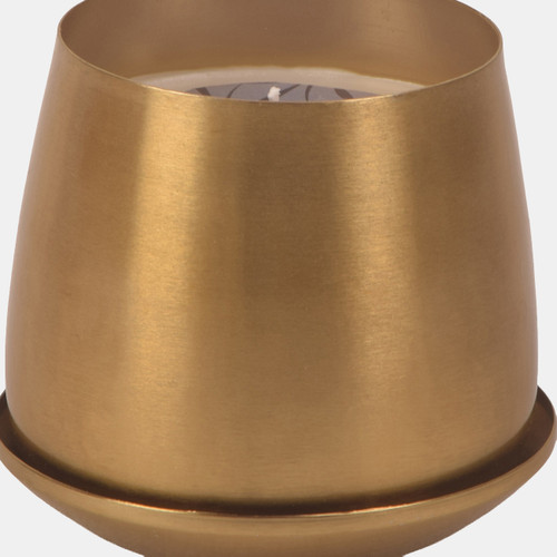 80599-02#5" 14 Oz Canilla Metal Saucer Candle, Gold