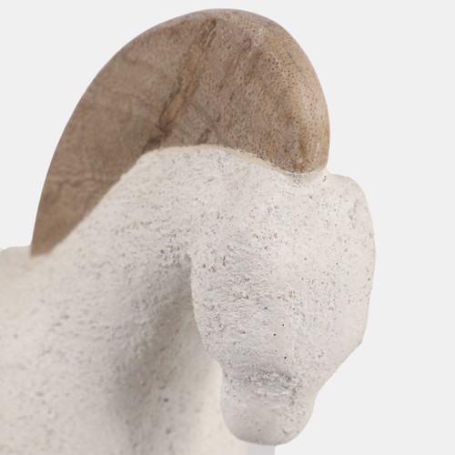 23573#8x10" Ecomix & Mango Wood Horse Figure, Ivory/nat