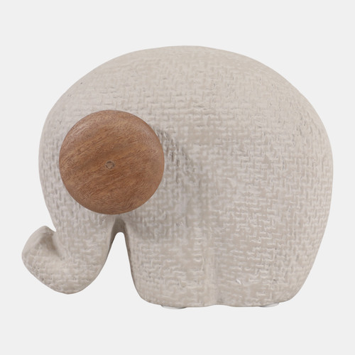 23574#10x8" Ecomix & Wood Trunk Up Elephant, Tan/natural