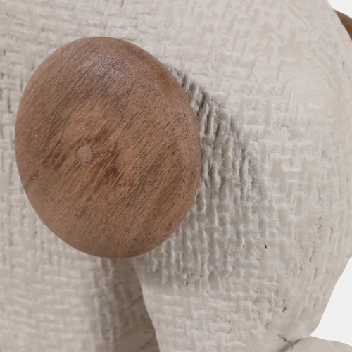 23574#10x8" Ecomix & Wood Trunk Up Elephant, Tan/natural