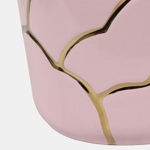 20318-04#S/2 6/7" Clouds Planter, Light Pink/gold 
