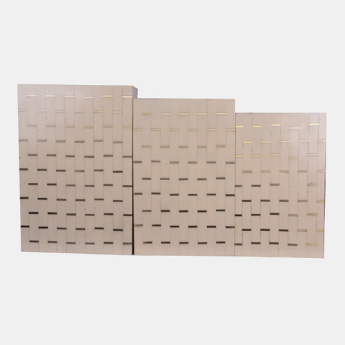23585#S/3 10/11/12" Brass Inlay Boxes, Ivory