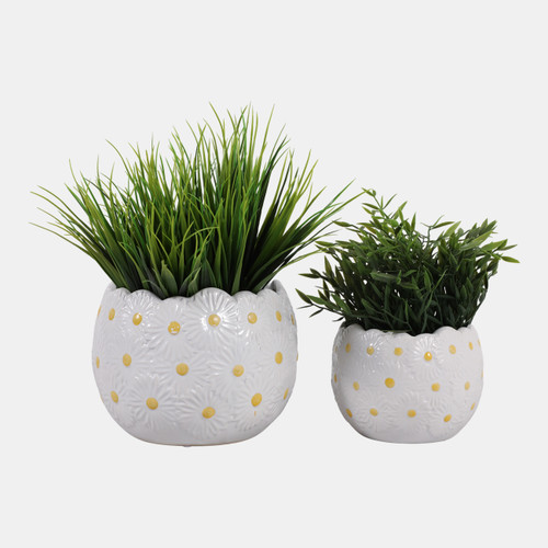 23617-01#S/2 6/8" Daisy Planters, White