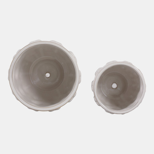 23619-01#S/2 6/8" Hearts Planters, Ivory