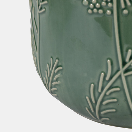 23620-02#S/2 6/8" Floral Embossed Planters, Sage Green