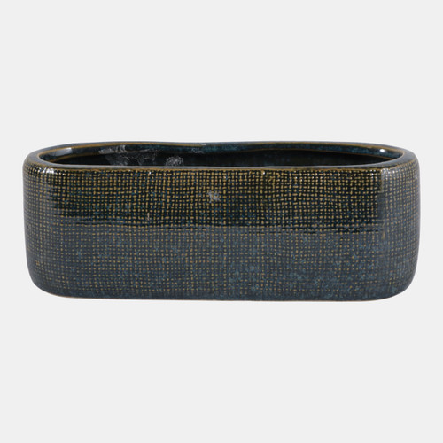 23622-01#8x3" Floral Applique Planter, Blue