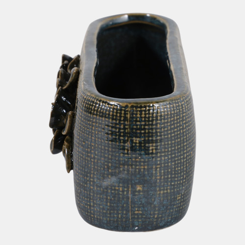 23622-01#8x3" Floral Applique Planter, Blue