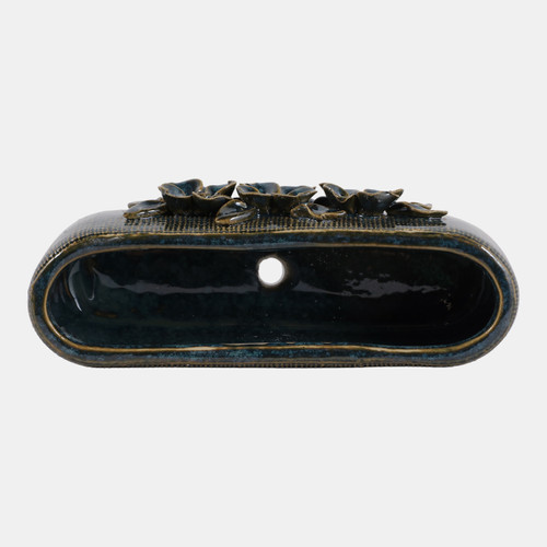 23622-01#8x3" Floral Applique Planter, Blue