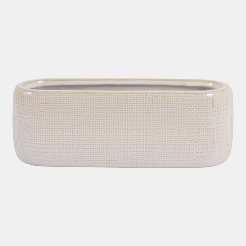 23622-02#8x3" Floral Applique Planter, Ivory
