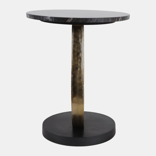 23639#22x18" Curved Base Accent Table, Gold/black Kd