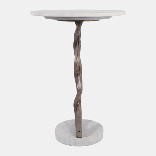 23641#22x16" Swirled Base Accent Table, White/gold Kd