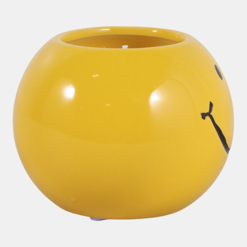 80600#4" 7 Oz Coconut Goji Smiley Face Candle, Yellow