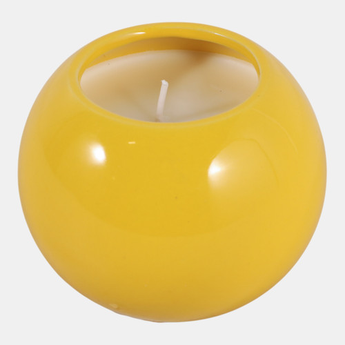 80600#4" 7 Oz Coconut Goji Smiley Face Candle, Yellow