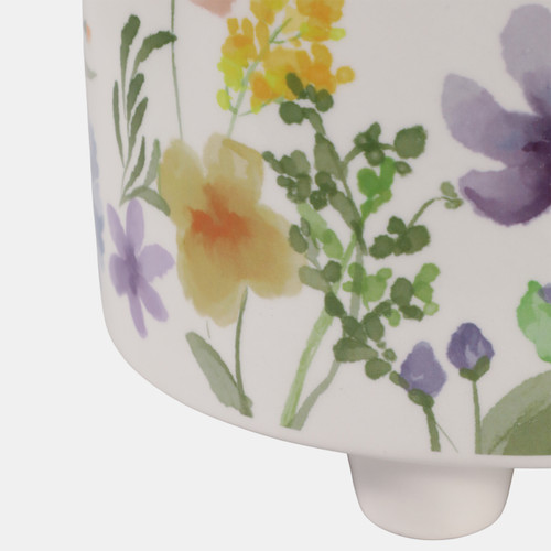 21909-05#S/2 6/8" Wildflowers Footed Planters, Multi