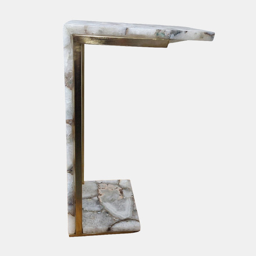 22460-01#24x14" Agate C-table, White/gold
