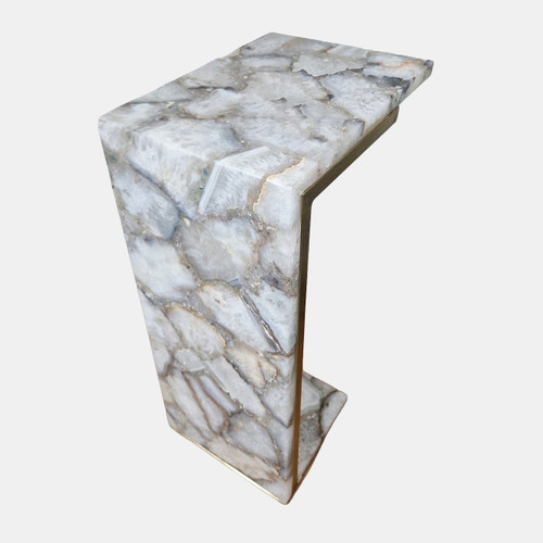 22460-01#24x14" Agate C-table, White/gold