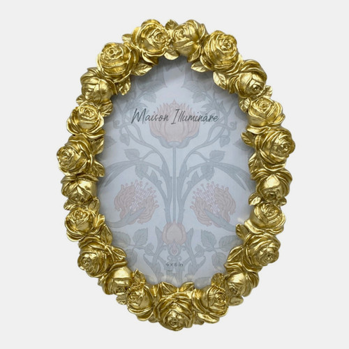 23688#4x6" Rosette Oval Photo Frame, Gold