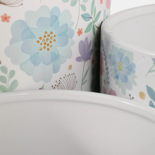 23694#S/3 8/10/12" Spring Flowers Footed Planters, Multi