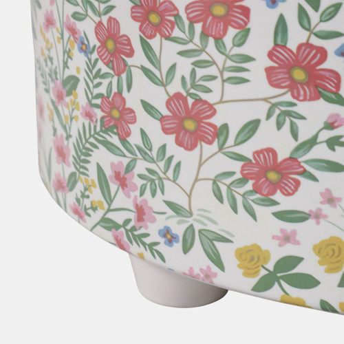 23696#S/3 8/10/12" Floral Bouquets Footed Planters,multi