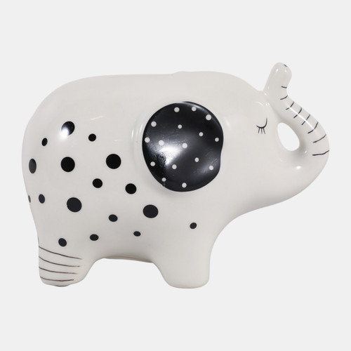 23700#6x4" Elephant Coin Bank, Black/white
