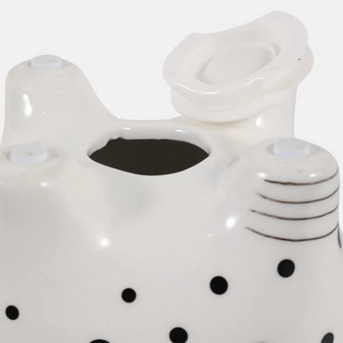 23700#6x4" Elephant Coin Bank, Black/white
