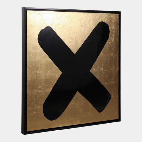 70236-02#47x47 Hand Painted Kisses X Frame, Gld/blk