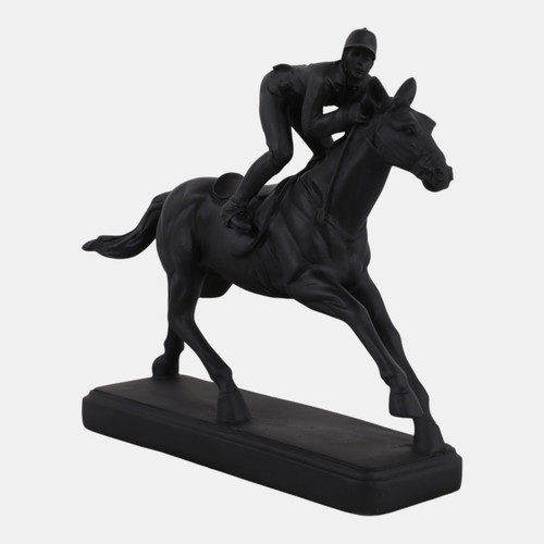 23708#9x8" Horse & Jockey Figure, Black