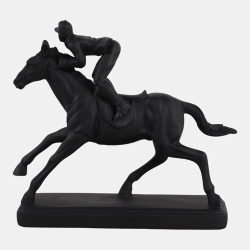 23708#9x8" Horse & Jockey Figure, Black