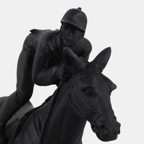 23708#9x8" Horse & Jockey Figure, Black