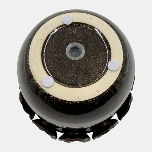 20245-05#6" Leaf Applique Planter Dark Brown