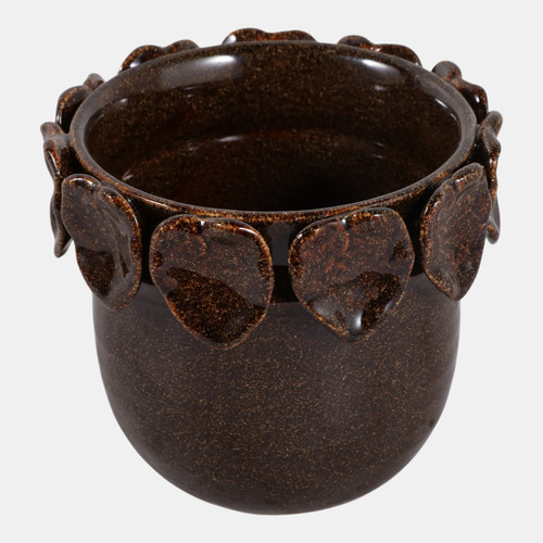 20245-05#6" Leaf Applique Planter Dark Brown