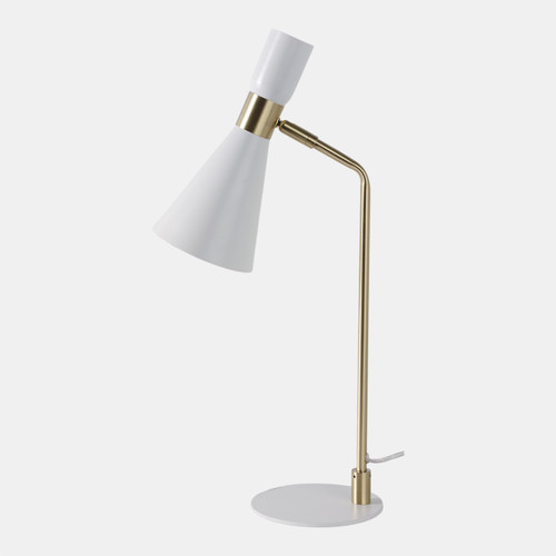 51396#21" Metal Table Lamp, White/gold