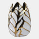 13036-03#Ceramic 8" Leaf Vase, White/gold