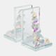 13196-08#S/2 Crystal Diamond Bookends, Rainbow