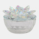 13212-05#Glass Trinket Box Clear W/rainbow