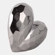 13216-04#Silver Ceramic Heart 8"